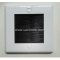 White brush cable entry wall faceplate with bristles